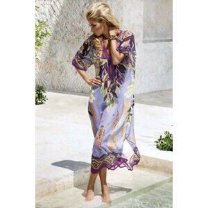 $350 Maryan Mehlhorn S M Kimono Kaftan Resort Luxury Sheer Cover Swimsuit Dress